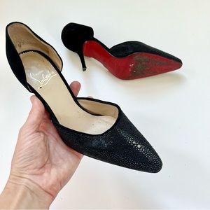 Christian Louboutin RARE Vintage Stingray D’Orsay Pumps Sz 38 (US 8) Black Heels